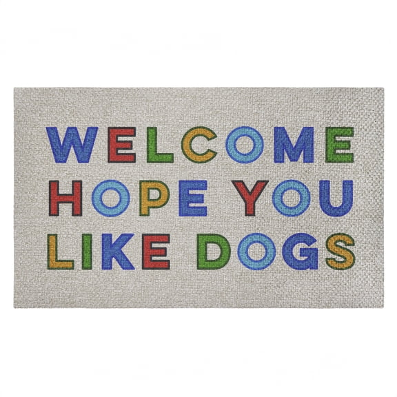 Hope You Like Dogs Greeting Outdoor Door Mat, design by Lil' Rue, 18"x30"