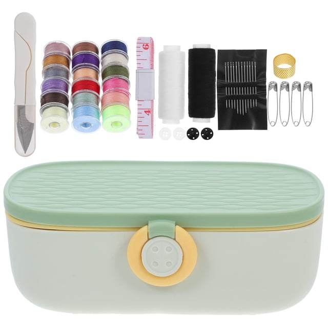 1 juego de kit de costura portátil para viajes en casa, caja de costura compacta, kit de costura para principiantes, kit de costura, aguja de coser, hilo, suministros de costura