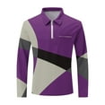 thumbnail image 5 of LEBONYARD Mens Tops Clearance under $5,Mens Hoodies Pullover,Men's Casual Printed Zipper T-shirt Shirt Long Sleeved Lapel Top Purple S, 5 of 5