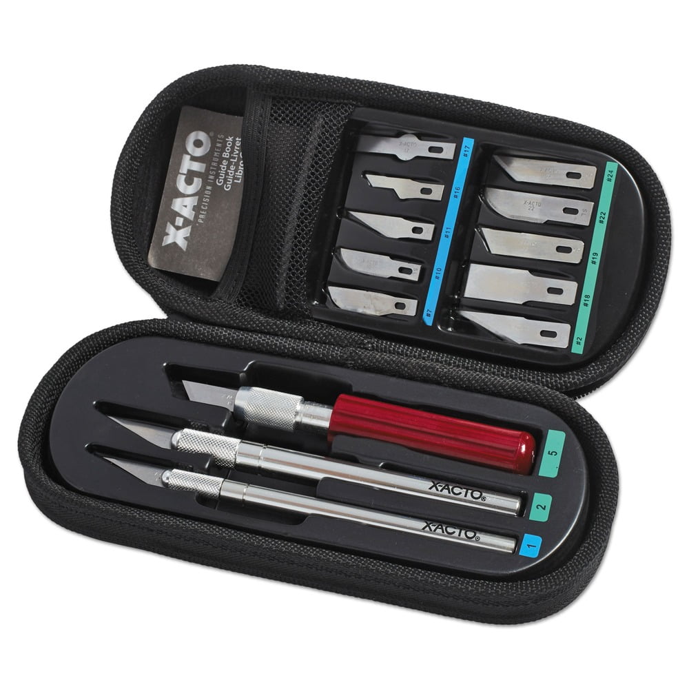 X-ACTO Compression Basic Knife Set, 3 Knives, 13 Blades, Soft Carry Case, 17 Count