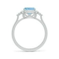 thumbnail image 2 of ANGARA Natural Cushion 1.85 ct Aquamarine Halo Ring with Trio Diamonds in 14K White Gold for Women (Size-9x7mm) | March Birthstone, Anniversary, Jewelry Gift for Women | Natural Aquamarine Ring, 2 of 9