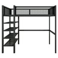 thumbnail image 4 of Full Loft Bed with 4-Tier Storage Shelves, Metal Loft Bed Frame with Safety Guardrail, Full Size Loft Bed for Teens Juniors Adults, Noise-Free, No Box Spring Needed, Black, 4 of 9
