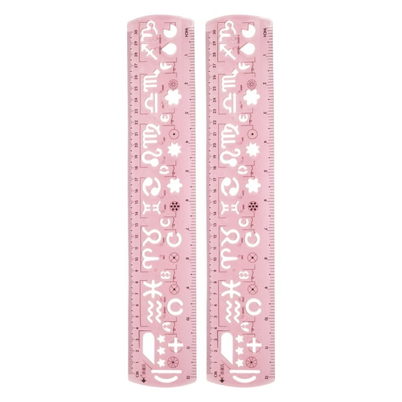 Uxcell 2pcs Unbreakable Flexible Rulers 30cm/12" Double Scale Shatterproof Folding Plastic Ruler, Light Pink