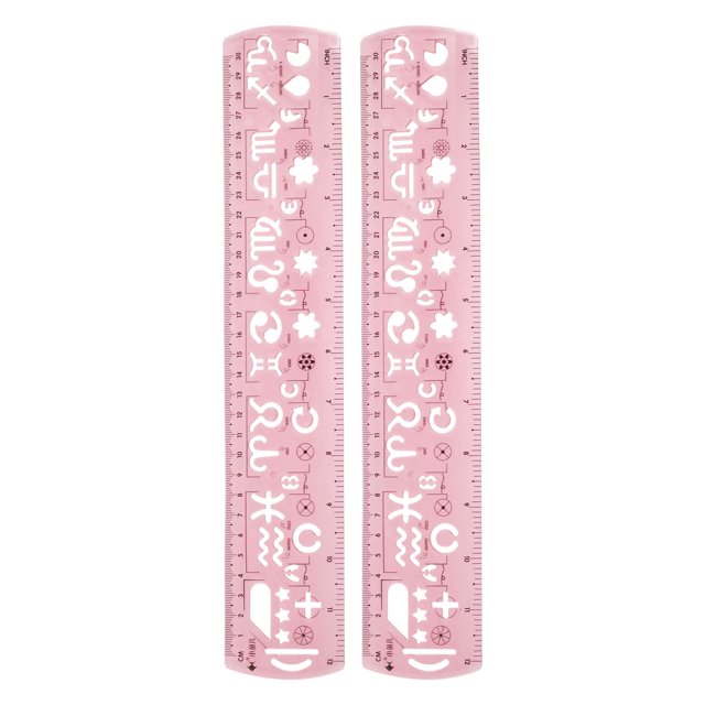 Unique Bargains 2pcs Unbreakable Flexible Rulers 30cm/12' Double Scale Shatterproof Folding Plastic Ruler, Light Pink