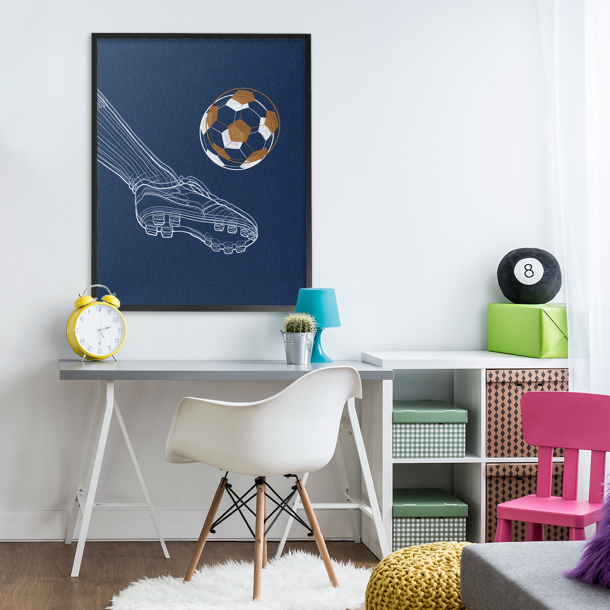 Stupell Industries Soccer Lines Contour Black Framed Giclee Art, design by Marcus Prime