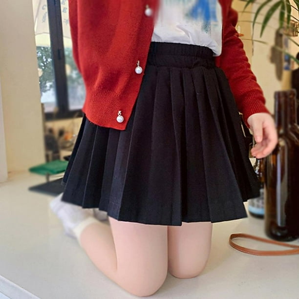 3/4 black pleated skirt discount