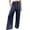 Blue, variant on EDFBUYKRS Female Women Pants Casual Business Pants for Women Petite Women's Button Elastic Waist Wide Leg Casual Straight Leg Pants Xxl