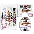 thumbnail image 1 of EREHome I Love You I Love You All My Heart Grunge Sketchy Notebook Style Childish Couples 3 Piece Bathroom Rugs Set Bath Rug Contour Mat and Toilet Lid Cover, 1 of 2