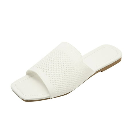 

Daznico Womens Sandals Spring Summer Women Slippers Flat Bottom Lightweight Open Toe Mesh Breathable And Comfortable Solid Color ( White 7.5 )