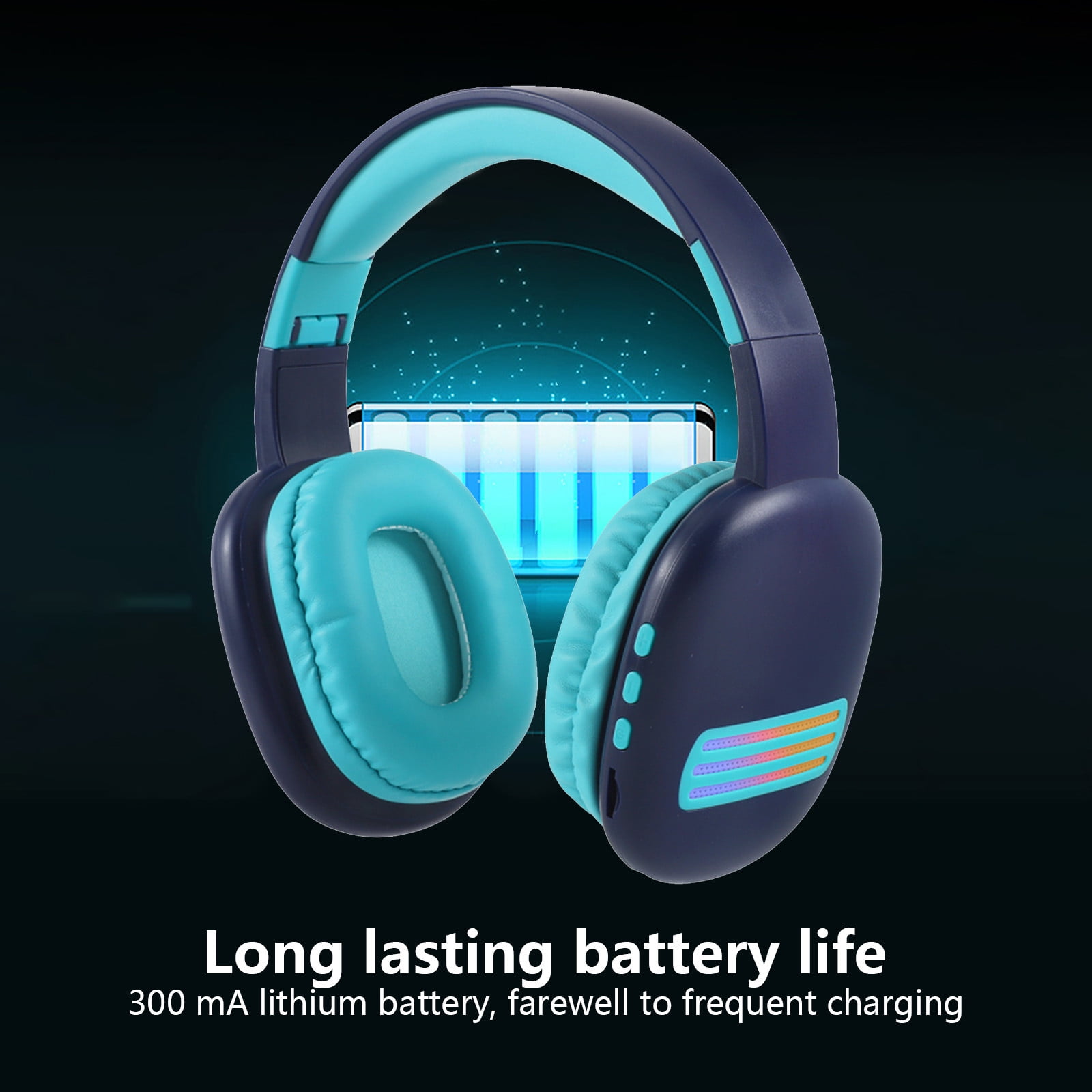 Wireless Headset with Mic for Work, Bluetooth Headset with AI Noise Cancelling Microphone, 65Hrs Working Time Wireless Headset with Microphone for Work from Home/PC/CallCenter/Computer/Laptop(Navy)