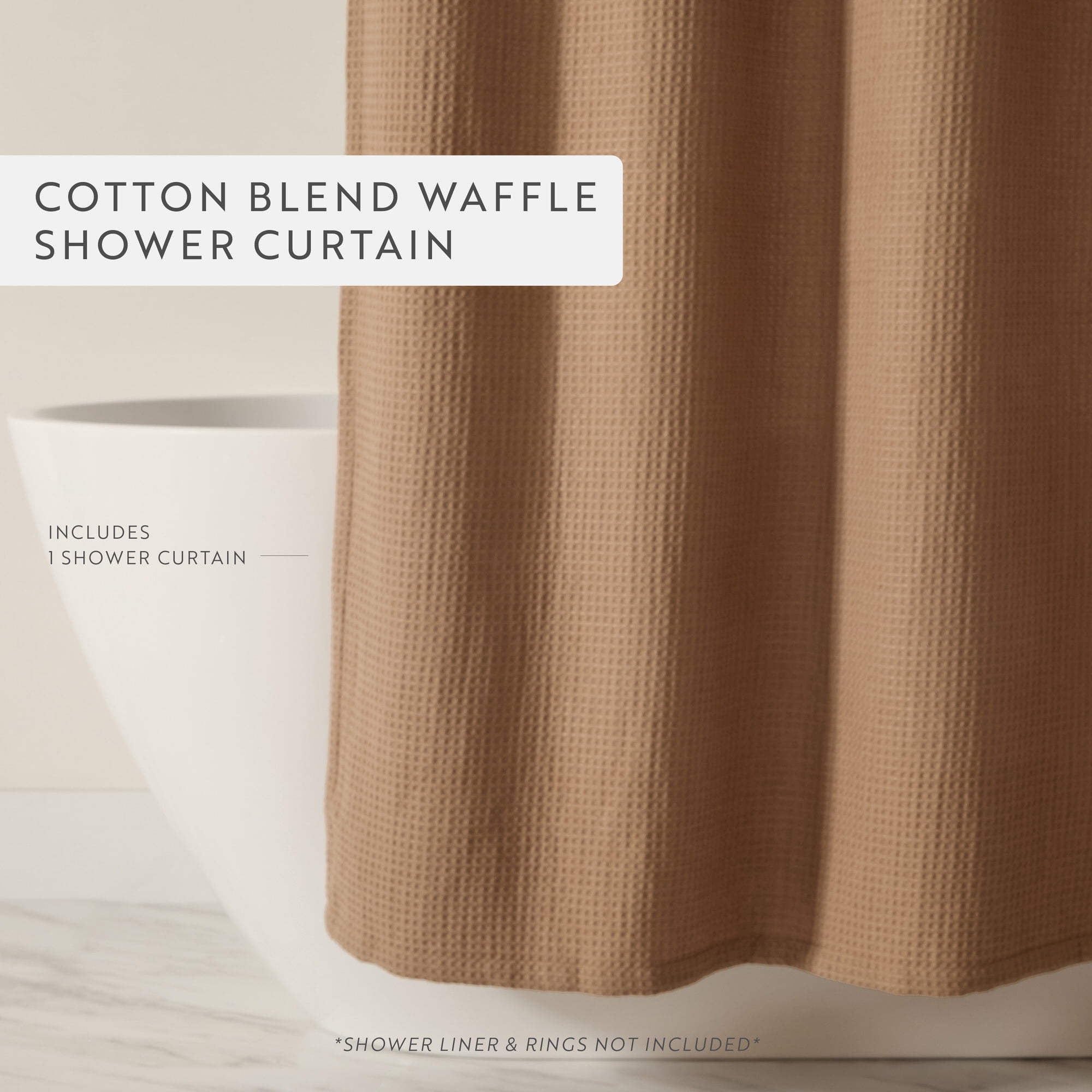 Cotton Blend Waffle Texture Shower Curtain