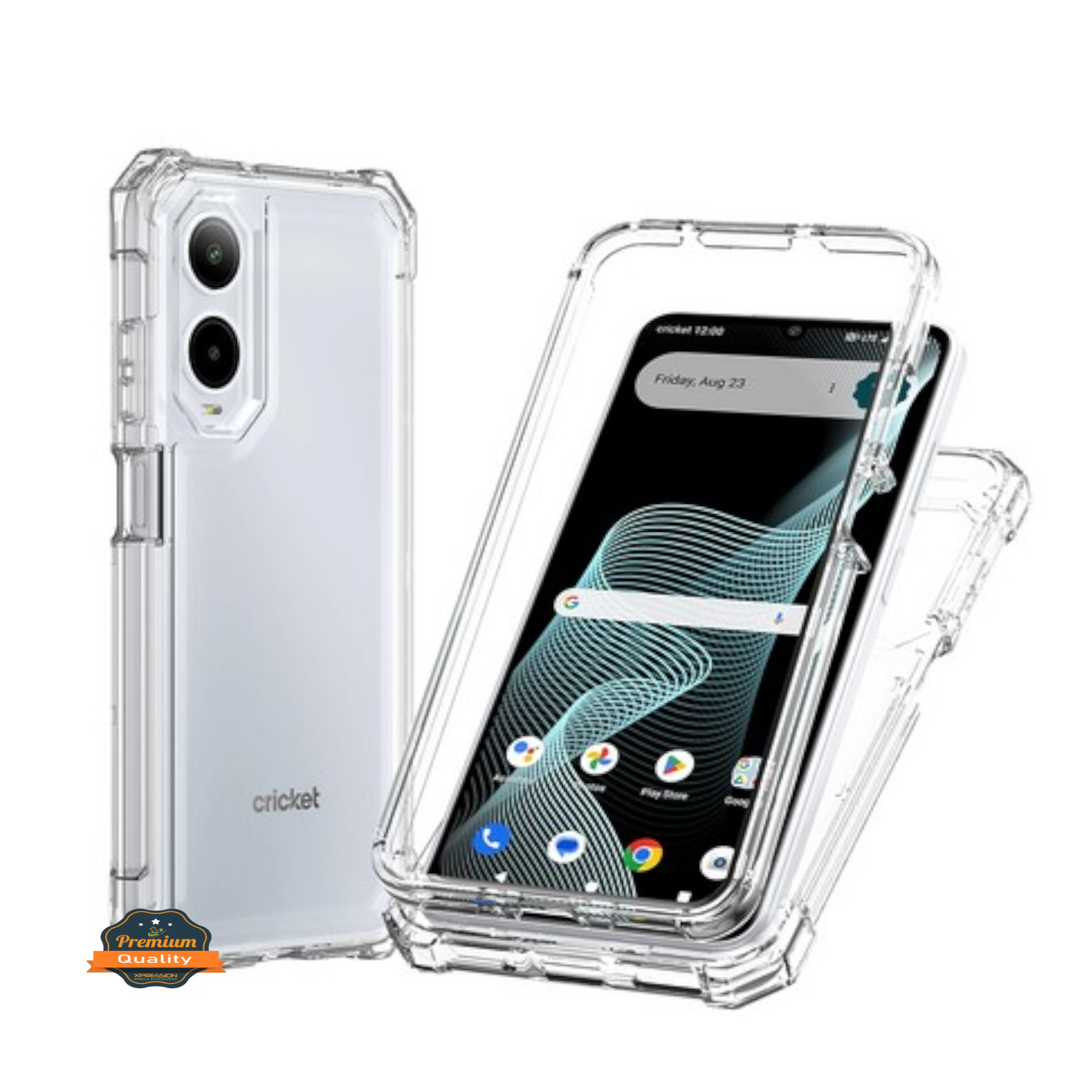 Xpression Phone Case For TCL K33 5G Full-Body Dual Layer Hybrid Case Slim, Drop-Proof TPU Hard PC, Durable Corner Front Bumper Protector Cover, Clear Transparent