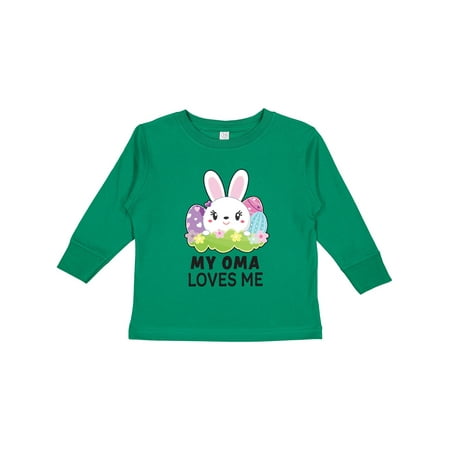 

Inktastic My Oma Loves Me with Bunny and Easter Eggs Gift Toddler Toddler Girl Long Sleeve T-Shirt