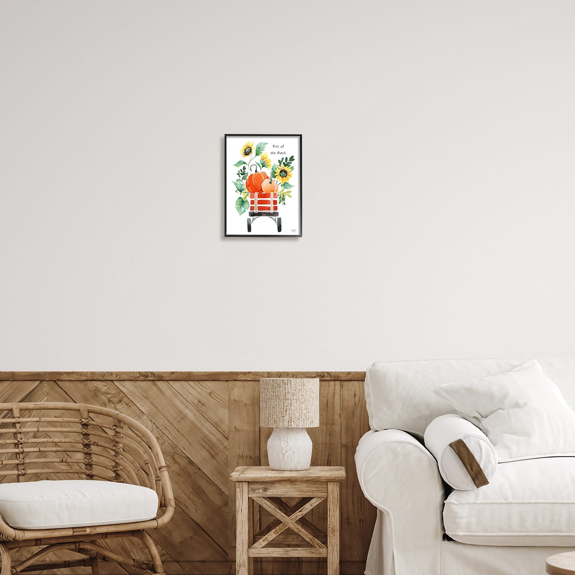 Stupell Industries Pick of the Patch Seasonal Autumn Plants Sunflowers Graphic Art White Framed Art Print Wall Art, Design by Heatherlee Chan