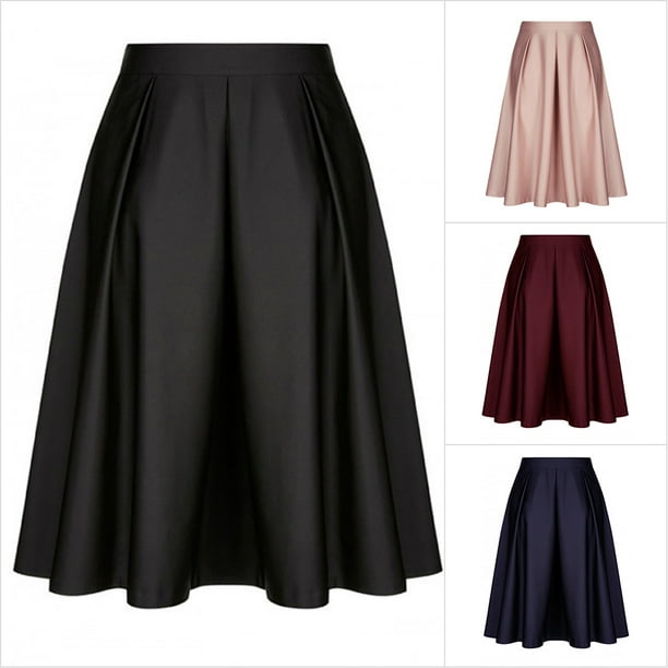 Viugreum - Women's Plus Size Vintage A-line Printed Pleated Flared Midi  Skirts , Wine Red - Walmart.com - Walmart.com