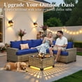 thumbnail image 4 of Ovios 6-Piece Outdoor Patio Furniture Set with Solar-Powered Lighted Coffee Table, All-Weather Wicker L-Shaped Sectional Sofa, Navy Blue, 4 of 12