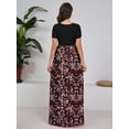 thumbnail image 7 of Chiclily Women's Maxi Dresses Short Sleeve Long Casual Dresses Loose Plain with Pockets, Plum Blossom L, 7 of 7