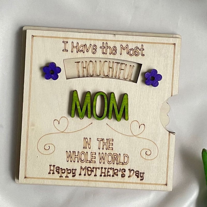 Riapawel Mom Birthday Card From Daughter Son Wooden Mothers Day