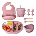 thumbnail image 1 of Set de Platos y Cubiertos Babe Rosa con Ventosas para Bebé, 1 of 9