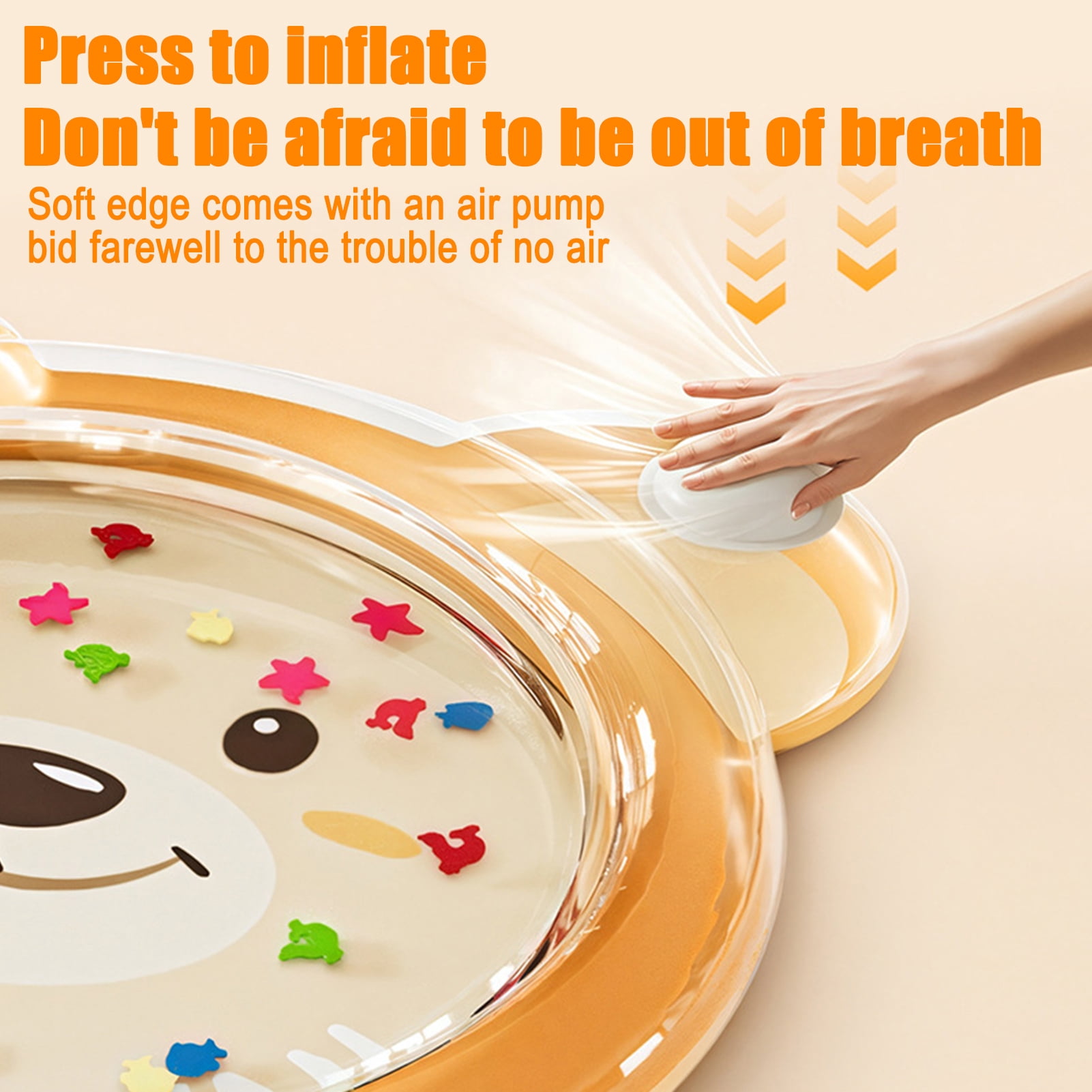 OIUR Cartoon Bear Inflatable Cooling Mat Leak-proof PVC Water Pad Cushion Foldable Portable Baby Tummy Time Water Play Mat