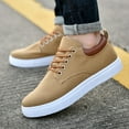 thumbnail image 2 of Modisza Men's Casual Sneakers Canvas Comfortable Walking Flat Shoes Outdoor Travel Work Sneaker with Strappy Everyday Footwear Brown 9.5, 2 of 6