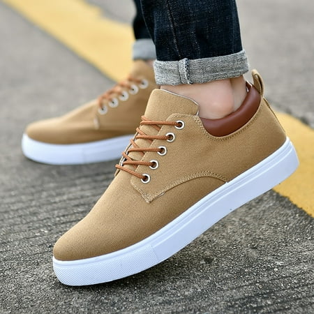 

feiboyy men low top canvas walking shoes lace up fashion sneakers casual shoes