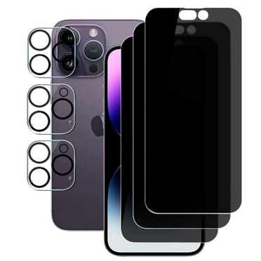 (3 3) for iPhone 14 Pro Max (6.7") (3 Pack) Anti Spy Private Tempered Glass Film Privacy Screen Protector and (3 Pack) Camera Lens Protector [Not Affect Flash]