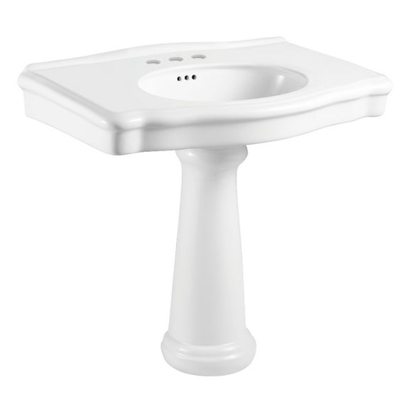Kingston Brass VPB3534 Sovereign 35-Inch Ceramic Pedestal Sink (4-Inch, 3-Hole) in Glossy White