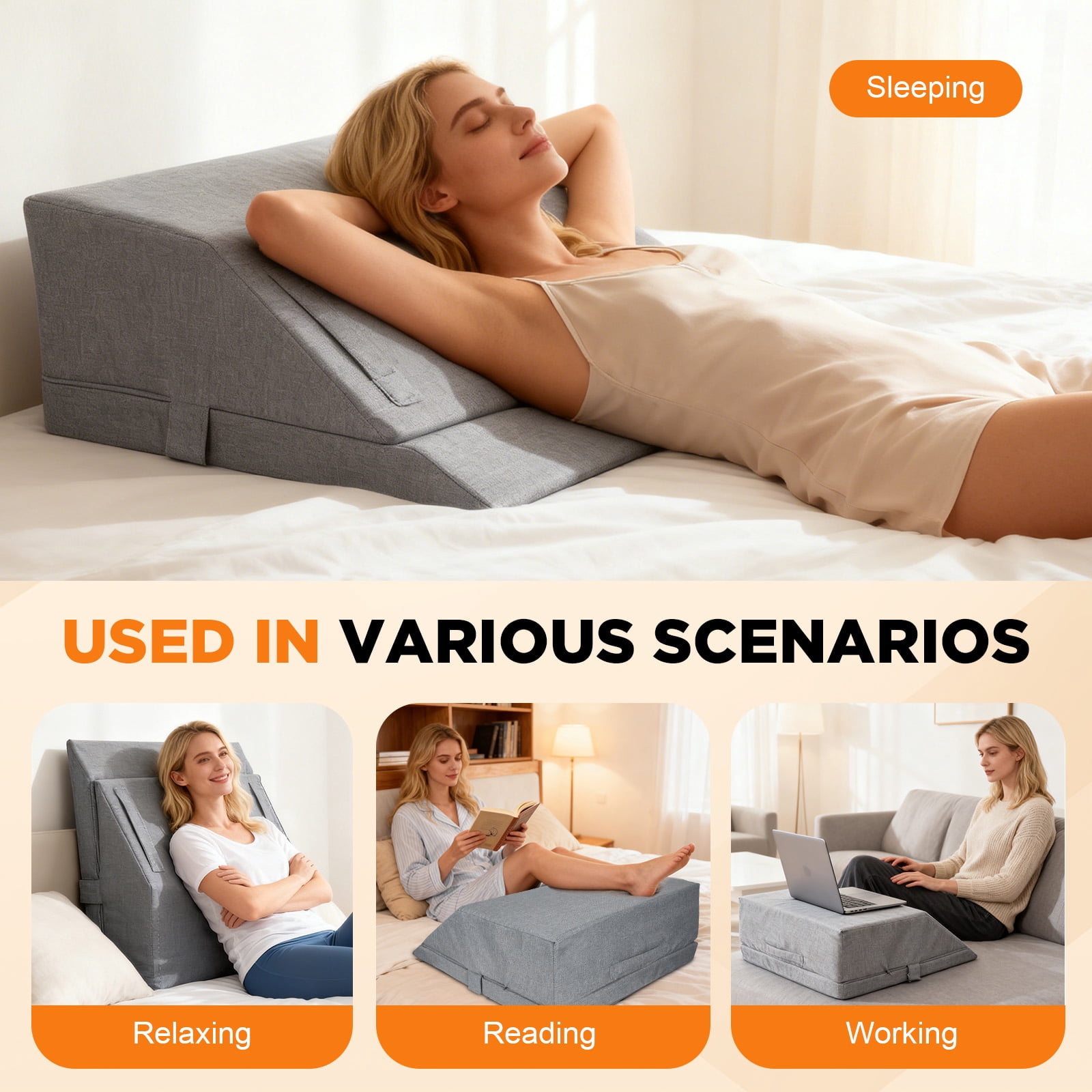 AMTPM Leg Elevation Pillow, Adjustable Height 45° Ergonomic Wedge Pillow with Cooling Memory Foam, for Leg Swelling, Post Surgery, Back Support