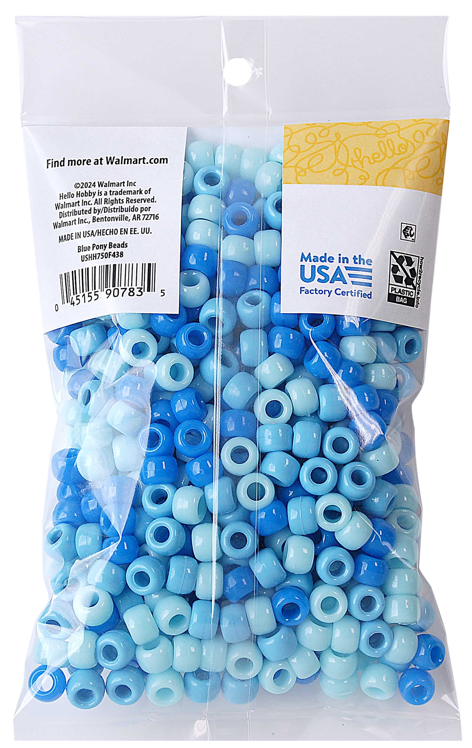 (3 pack) Hello Hobby Pony Bead Mix, Blue, 500 Pieces, Plastic Craft Beads for Jewelry Making and DIY Projects