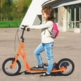 thumbnail image 2 of Goplus Youth Kick Scooter, Kids Kick Scooter W/ 12-Inch Air Filled Wheels, Carbon Steel Frame, Adjustable Handlebar, Front and Rear Dual Brakes, Ride On Toys for Adults Teens 8+, 2 of 9