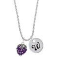 thumbnail image 1 of Delight Jewelry Silvertone Purple Grapes Silvertone Script Initial Disc - W - Charm Necklace, 20"+3", 1 of 4