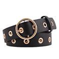 thumbnail image 1 of 103cm Women's PU Leather Belts with Round Ring Buckle Lady Decorative Hollow, 1 of 3