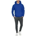 thumbnail image 3 of QIUOMBBP Mens Sweatsuit 2 Piece Sets Unisex Casual Jogging Sport Sweat Suit Solid Fleece Hoodies &Sweatpants Workout Outfits, Blue, XL, 3 of 8