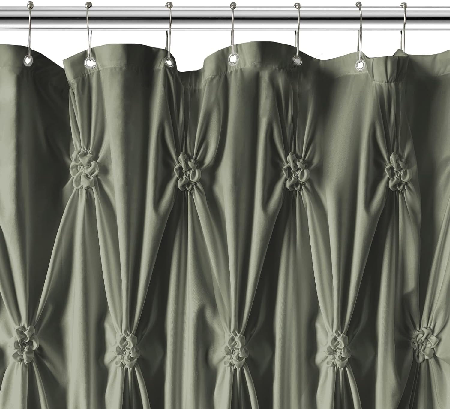 NixiYa Farmhouse Shower Curtain Green Fabric Shower Curtain for Bathroom Decor Chic Style 72" x 72"