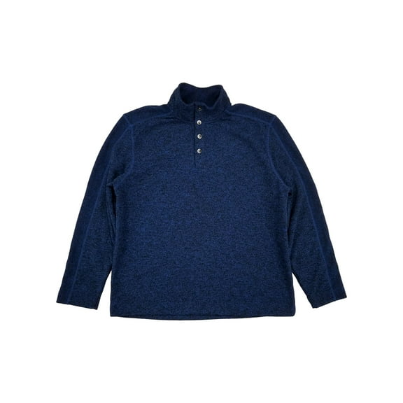Van Heusen Mens Grecian Blue Flex Fleece Button Mock Pullover Sweatshirt XL