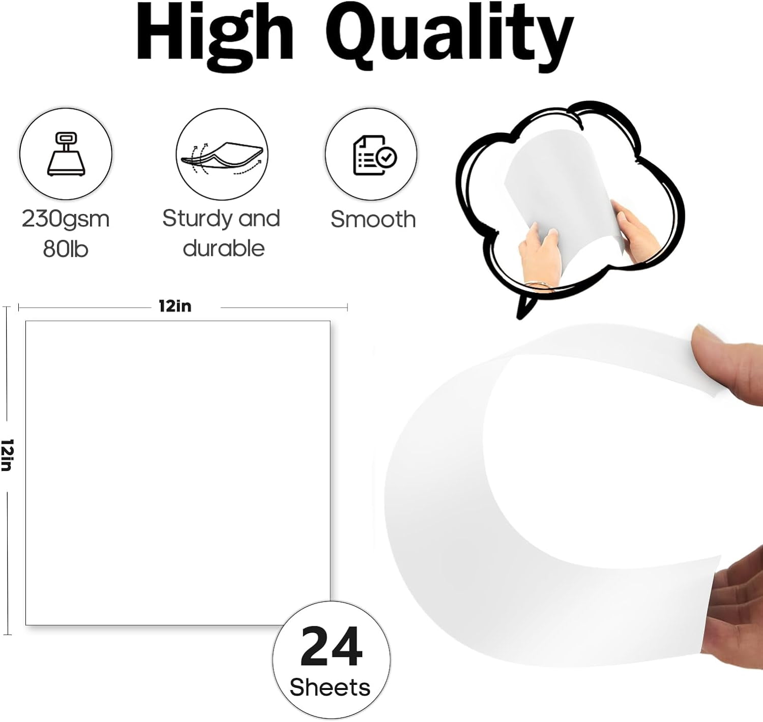 White Cardstock 12x12-24 Sheets Cardstock Paper, 80lb White Card Stock Paper for Card Making, , Crafting, Scrapbook, Photo Albums