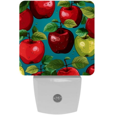 

Fruit Apple LED Night Lights Dusk To Dawn Smart Sensor 0.5W Plug-In Night Lights Lamp For Bedroom Bathroom Kitchen Hallway Stairs 2Pack