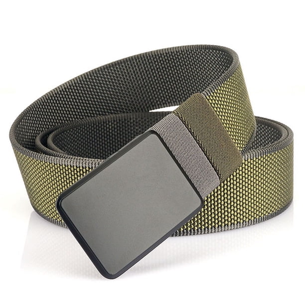 Cinturón de nailon de doble cara con hebilla giratoria para hombre, informal, combinable, sencillo, de lona, sencillo y elegante