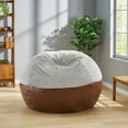 thumbnail image 2 of Noble House Brenizer Fabric and Faux Leather 5 Foot Two Toned Bean Bag, Light Gray and Coffee Brown, 2 of 9