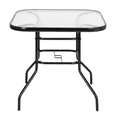 thumbnail image 4 of Hassch 31.5" Square Glass Dining Table with 1.8" Umbrella Hole, Outdoor Patio Table with Metal Legs for Balcony, Deck, Garden, Dark Chocolate, 4 of 8