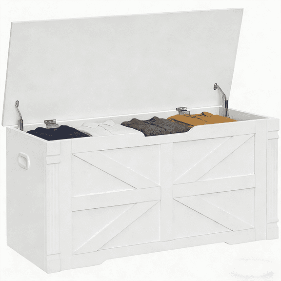 Frmobepts Storage Chest Storage Trunk with 2 Safety Hinges Storage Bench Shoe Bench 15.8 x 39.4 x 19.1 Inches, for Entryway, Bedroom, Living Room