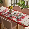 thumbnail image 3 of Valentine's Day Table Cloths for 8 Foot Rectangle Tables, Red Roses Gnomes Romance Love Beige Patio Waterproof Elastic Fitted Tablecloths, Washable Rectangular Table Cover for Camping, 3 of 8