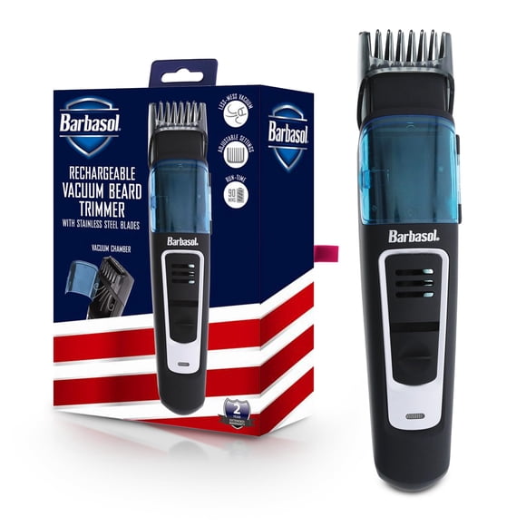 Barbasol Recortadora de Barba/Cortadora de Pelo Recargable al Vacío con 10 Ajustes de Longitud y Cuchillas de Acero Inoxidable Limpieza Extrema Fácil