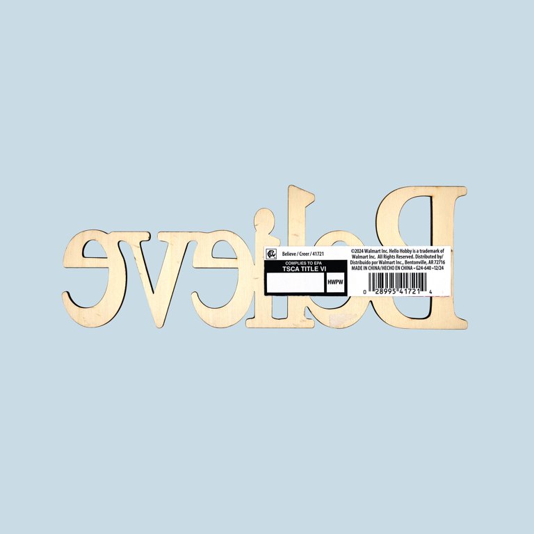 Hello Hobby Unfinished Wood Word, Believe, 7 in - Walmart.com