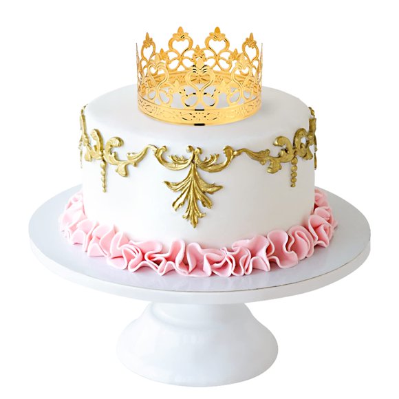 Crown Cake Topper? 1PC Gold Crown Cake Topper Hollow Iron Patterned Crown Cake Decorations for Party Birthday Supplies (General Pattern, Golden)