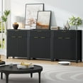 thumbnail image 6 of Laintene Storage Cabinet Set of 3, Sideboard Buffet Cabinet with Storage Drawer and Adjustable Shelf, 28" Wooden Accent Entryway TV Cabinet for Living Room, Black, 6 of 7