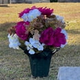 thumbnail image 2 of Sympathy Silks Artificial Cemetery Flowers Plum Peony and White Hydrangea Potted Silk, 2 of 5