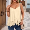 thumbnail image 6 of HAYIMI Women V-Neck Ruffle Casual Summer Dress Sleeveless Tank Tops Flowy Beach Tiered Midi Solid Color Cozy Camisole, 6 of 7