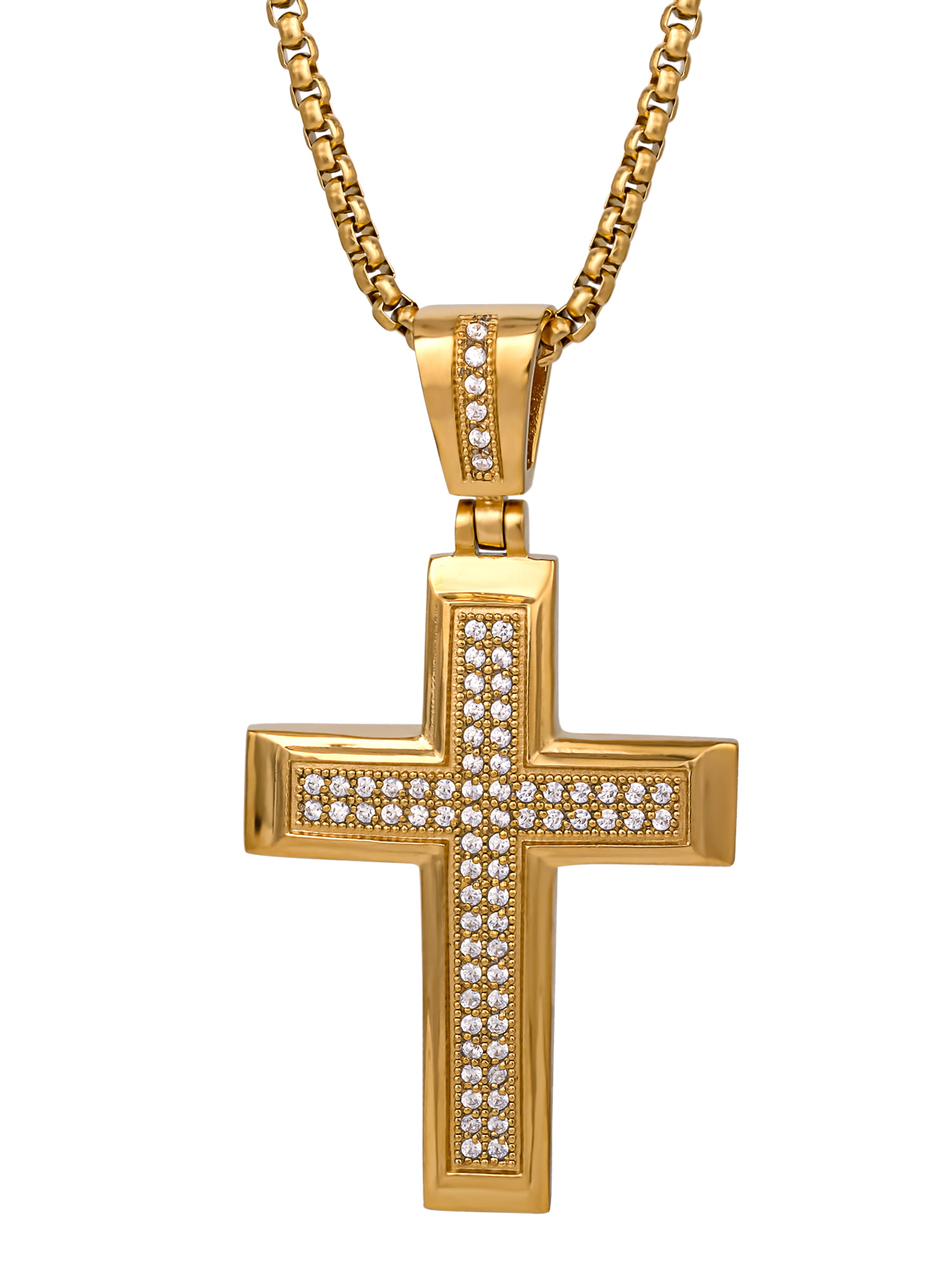 Shaquille O'Neal .06ctw Genuine Diamond Stainless Steel Cross Pendant Necklace 